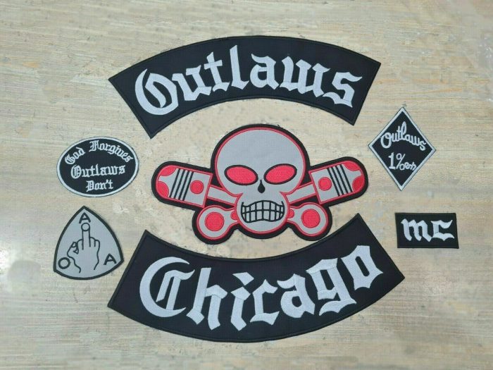 Outlaw Chicago Forgives Biker Patch Embroidered Iron On Rider Full Set Clothing