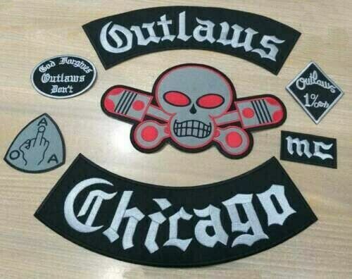 Outlaw Chicago Forgives Biker Patch Embroidered Iron On Rider Full Set Clothing